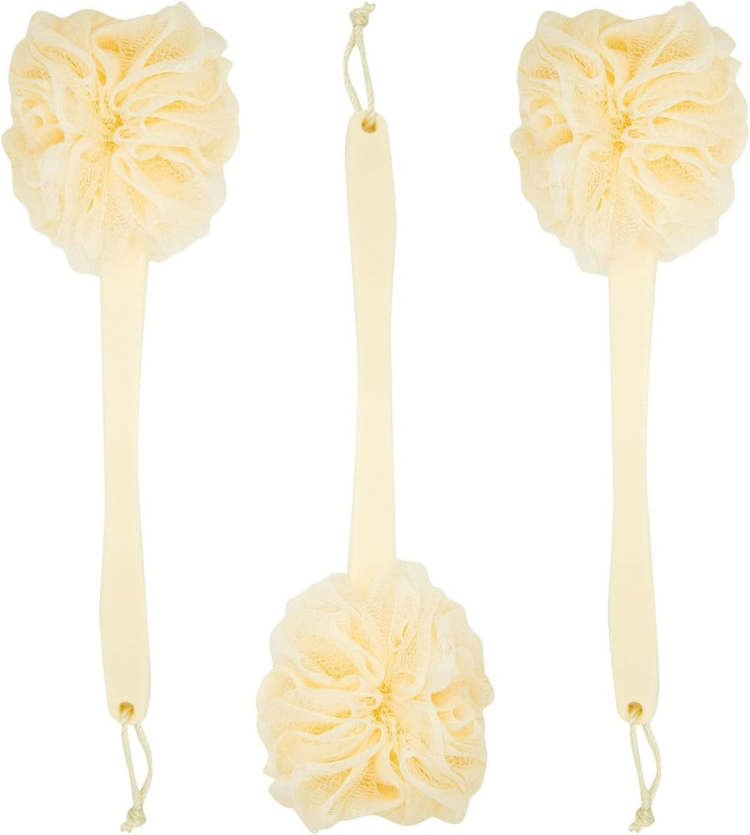 3 Pack Long Handled Loofah Back Scrubber, Exfoliating Body Sponge for Shower, Bath (18 In)