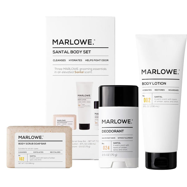 Men'S Grooming Santal Body Set, Features No. 102 Scrub Soap Bar, No. 024 Deodorant & No. 002 Body Lotion, Warm Amber, Sandalwood & Citron Scent