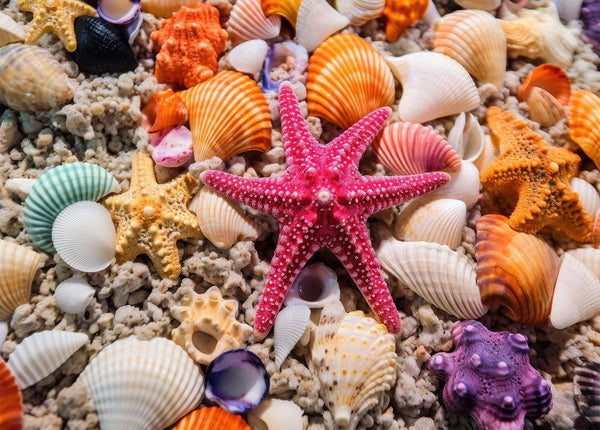 HUADADA Jigsaw Puzzles for Adults 1000 Pieces, Beach Shells Interlock Perfectly Letter on Back No Dust, Home Decor Birthday Party Toy for Men Women Elders Seniors (27.5"X19.6"), 1:1 Poster