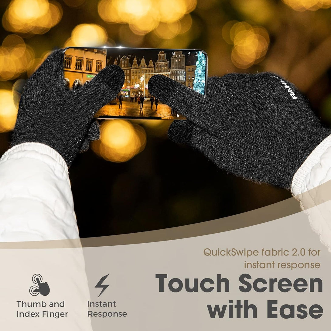 Rahhint Wool Winter Gloves Men Women Fleece Lined Knit Gloves with Touchscreen Fingers Insulated Gloves Keep Hand Warm Gift