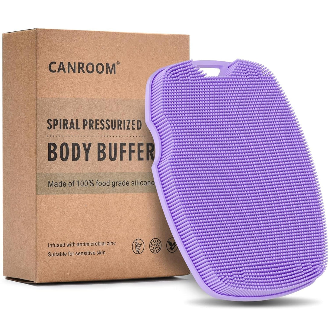 Silicone Body Scrubber - Zinc Infused - Highly Elastic Bristles - Exfoliating Body Scrubber for Cellulite Reduction,Blood Circulation,Massage for Flawless Skin - Purple