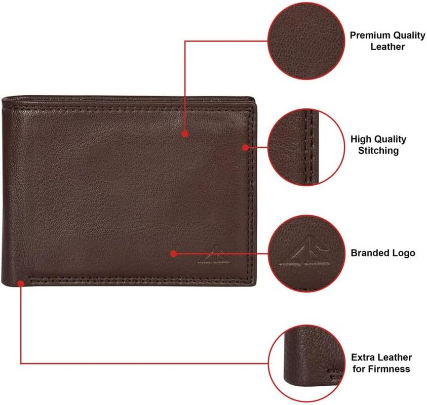 ASAD Genuine Leather Wallet for Men | Slim, Stylish, Genuine Leather Double Stitched RFID Blocking Bifold Stylish | Bifold Wallet with 8 Card Slot | Gift for Him | Brown