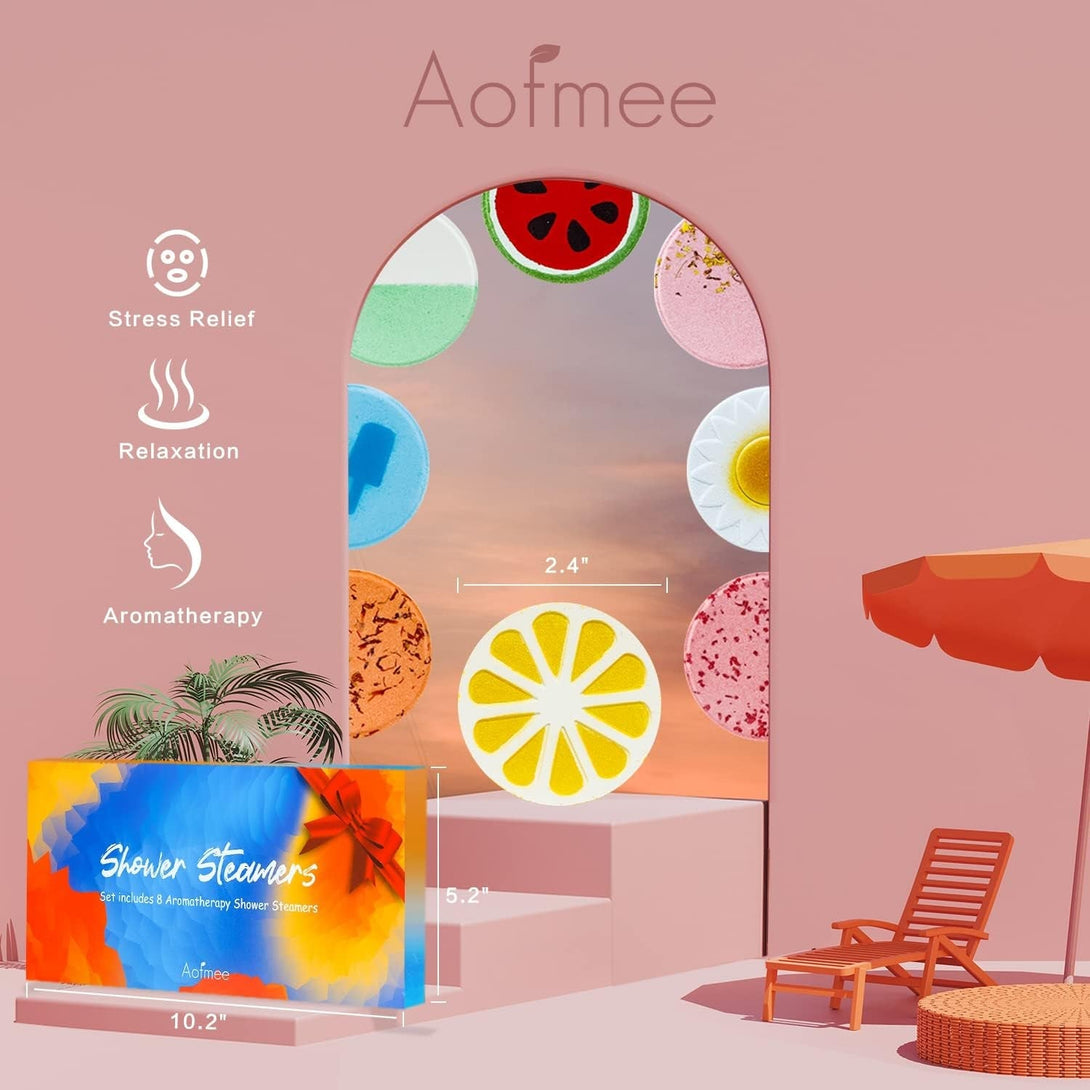 Aofmee Shower Steamers Aromatherapy - Pack of 8 Shower Bombs Gift Set, Shower Tablets with Essential Oils for Relaxation, Christmas Gifts Self Care Gifts Spa Gifts Birthday Gifts for Women and Men