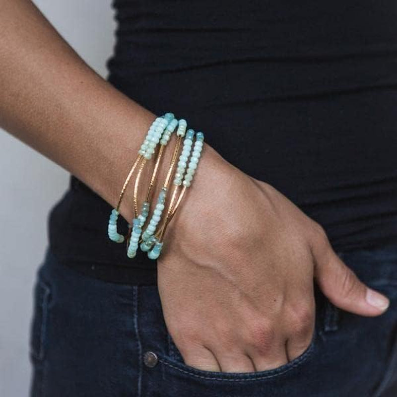 Scout Curated Wears - Women'S Scout Wrap Bracelet & Necklace - Turquoise Combo/Gold