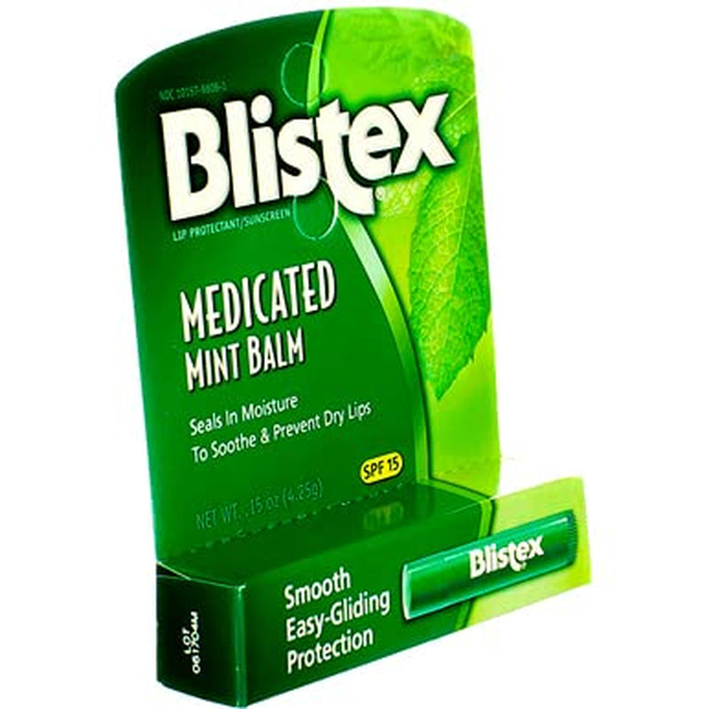 Blistex Medicated Lip Balm Protectant/Sunscreen SPF 15 Mint, 0.15 OZ Pack of 5