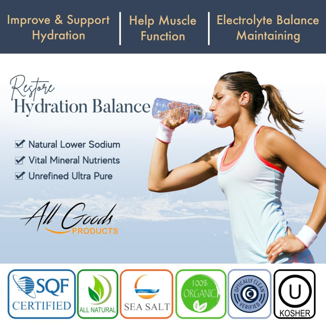 All Goods Organic Celtic Salt – Coarse 5 Oz, 82 Minerals, French Gray, Hand-Harvested, Les Guérandais, Unrefined.