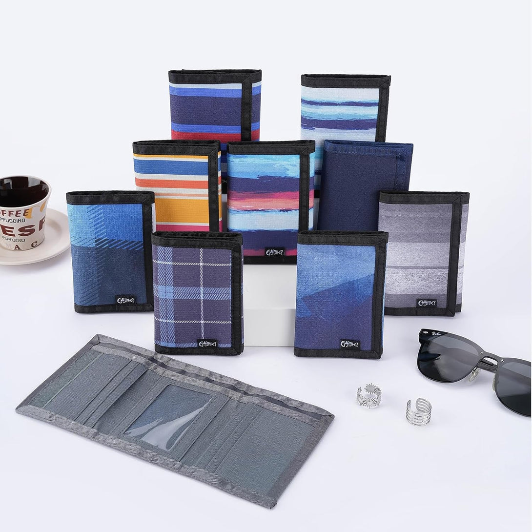 Men’S Nylon Trifold RFID Wallet with ID Window, Slim Security Wallet for Card Cash Holder, Modern Fashion Stylish Wallet Gifts for Teen Boys and Men, One Size -Black