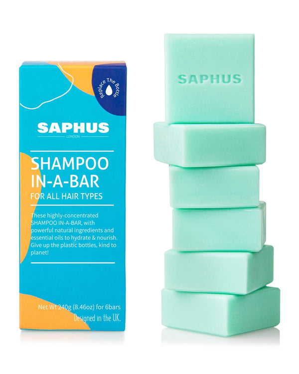 6Pcs Sulfate-Free Shampoo Bars for Dandruff & Oily Hair Control - Natural Solid Shampoo Soap Set (8.46Oz Travel Size) - Vegan, Cruelty-Free Hair Care for Women & Men - Blue