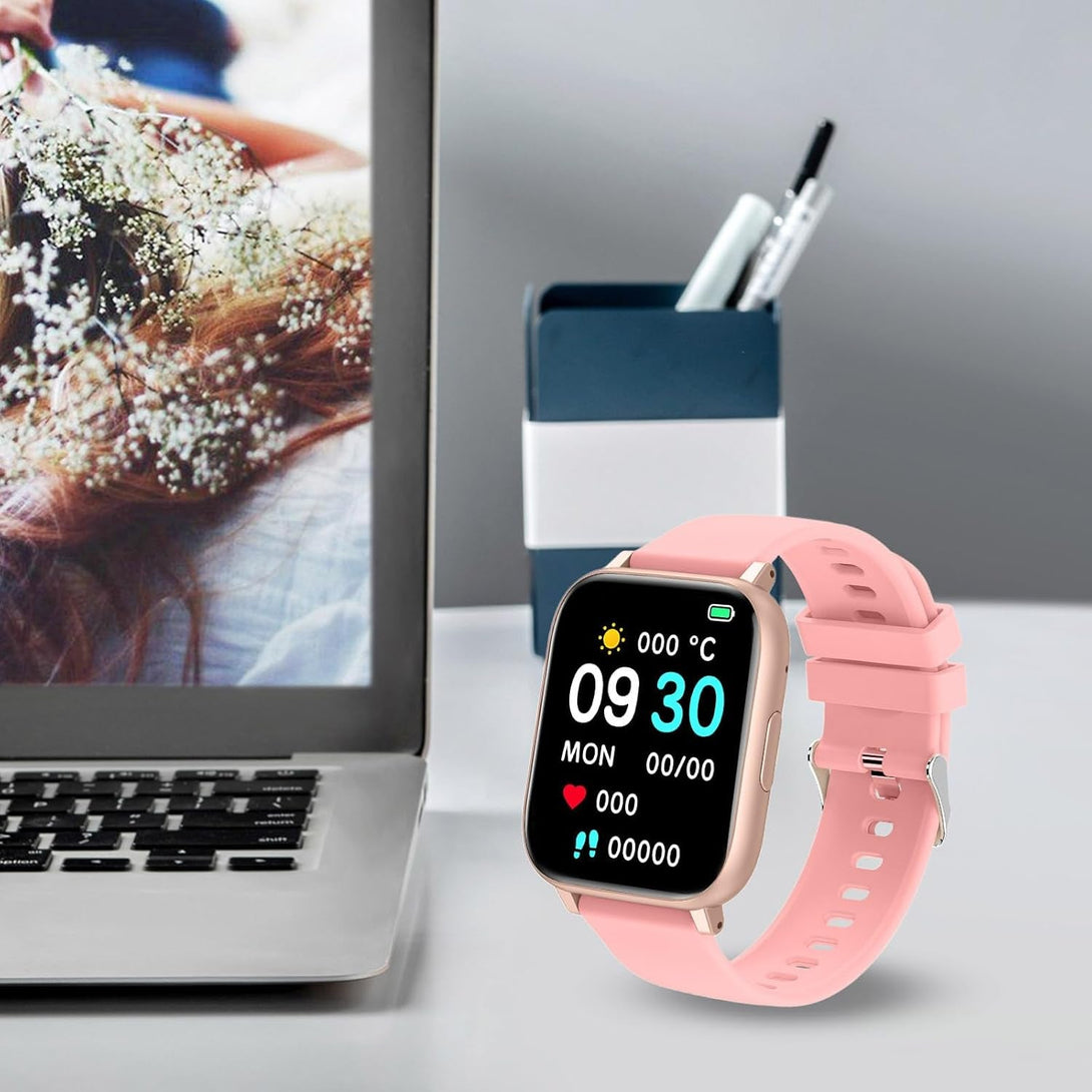 Smart Watch, 1.77"" Watches for Android Ios Men Women IP68 Waterproof Smartwatch, More Sport Modes Fitness Activity Detection, Sleep Monitor Steps Calories Counter, Pink