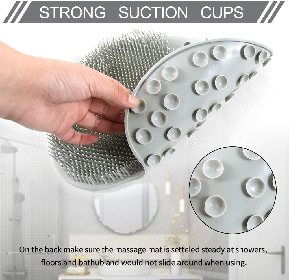 Shower Foot Scrubber Massager Mat Cleaner Improve Circulation Reduce Feet Pain Exfoliation, Feet Acupressure Mat with Non Slip Suction Cups, with 2Pcs Seamless Hooks and 1Pcs Foot File