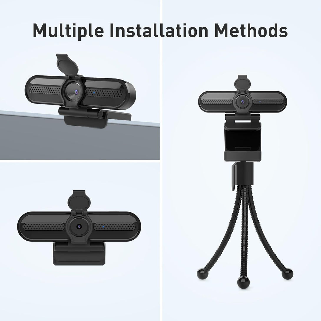 Saylas 2K Webcam, FHD Streaming Camera with 2K/30Fps, 1080P/60Fps, Autofocus, Dual Noise-Cancelling Microphones, Privacy Cover and Tripod, for Computer/Zoom/Skype/Teams/Laptop/Macbook/Windows