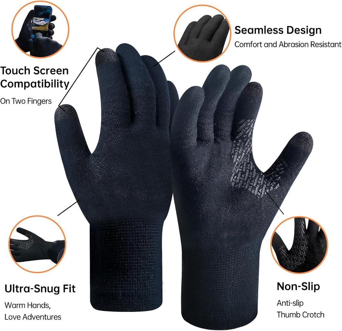 Ultra-Thin Liner Gloves, Touchscreen Weather Warm Knit Winter Glove for Hiking, Running, Driving, Magic Gloves