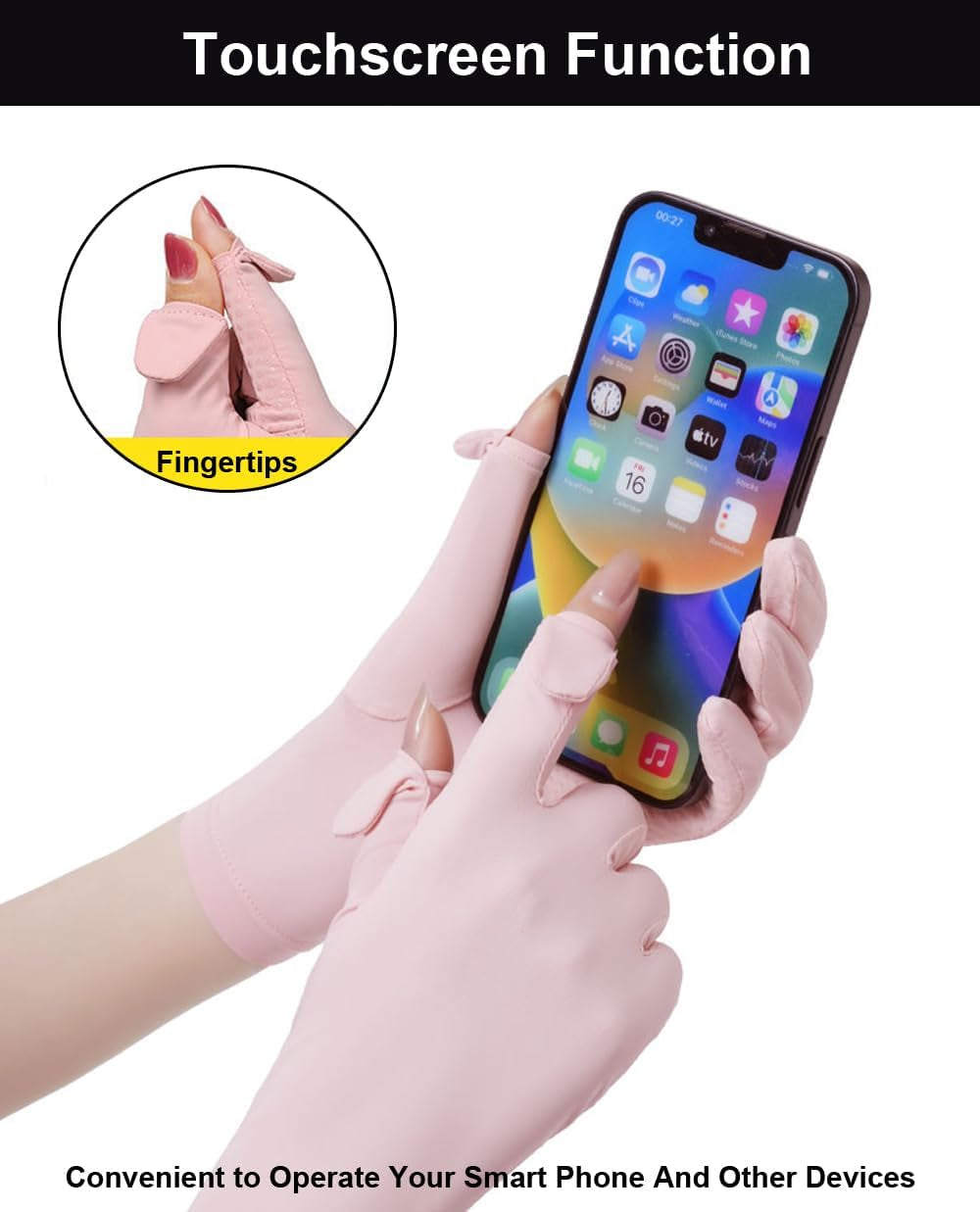 Ultra Thin Full Finger UV Protection Driving Gloves for Women, Ice Silk UV Summer Gloves