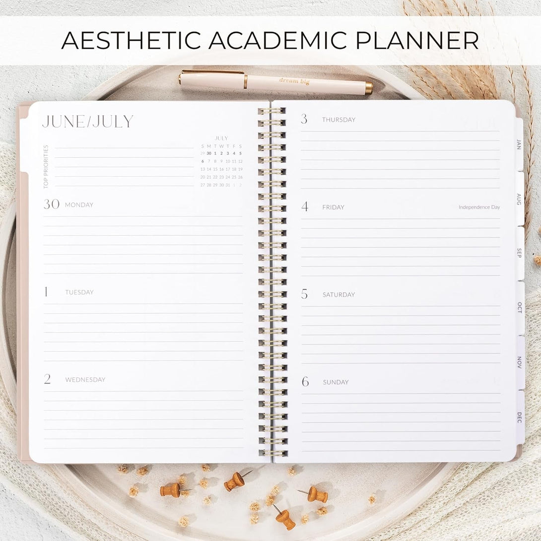Aesthetic 2025-2026 Academic Planner - a Beautiful 7" X 10" Daily Planner for Women or Men with Weekly & Monthly Spreads for the 25-26 School Year - Runs from July 2025 - June 2026