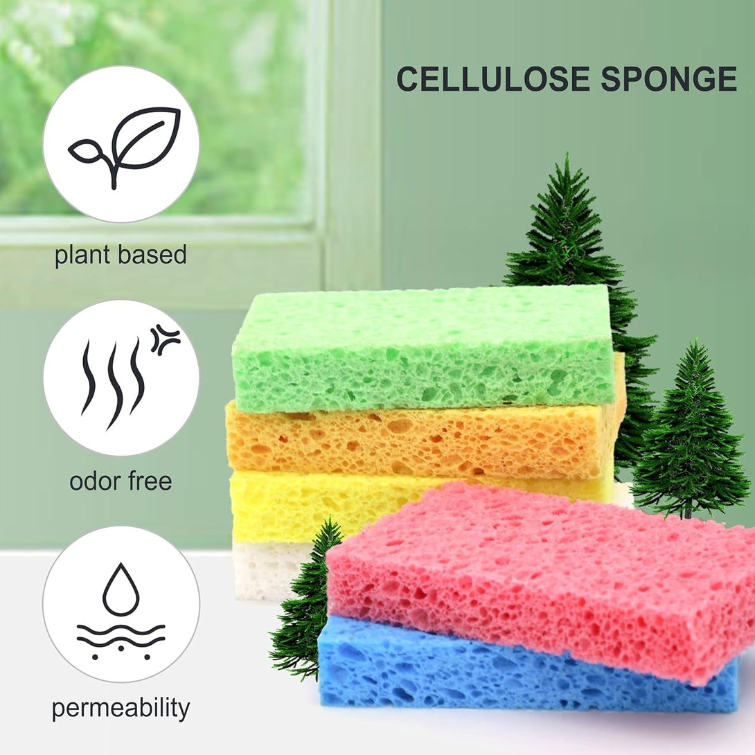 ARCLIBER Kitchen Sponge,Heavy Duty Color Cellulose Sponge,Clean Tough Messes without Scratching (12 Pack)