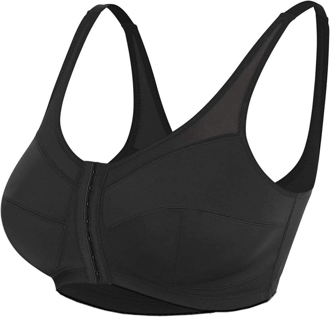 Everyday Comfort Front Closure Posture Bra for Women Wireless plus Size Non-Paded with Wide Strap