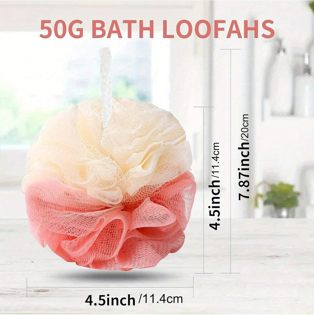 Loofah Sponge Pack of 4,Deep Cleansing Body Scrubber for Shower, Exfoliating Bath Sponge for Women and Men Bathing Accessories (50G)