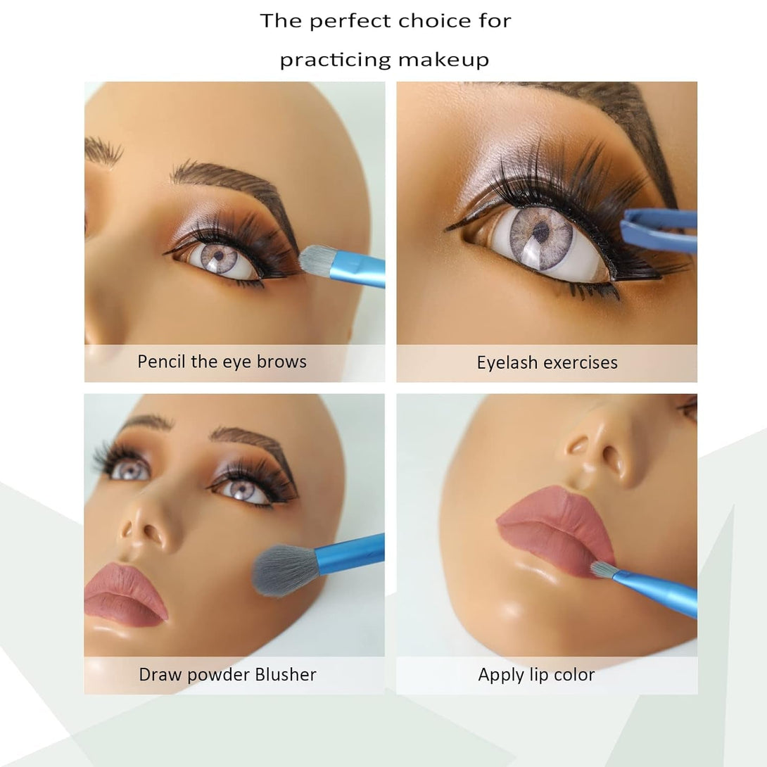 5D Makeup Practice Face Board, Silicone Makeup Mannequin Face, Reusable Beginner Practice Eye Makeup Face, Eye Fake Silicone, Makeup Artist Full Face Practice Eyelash Eye Shadow Eyeliner Pen Simulatio