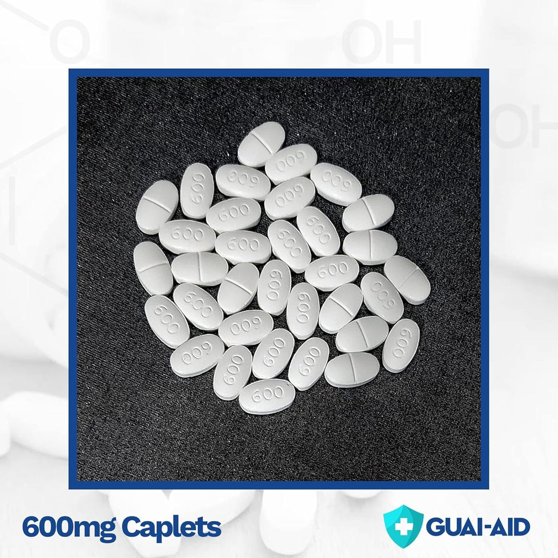100 600Mg Guaifenesin Caplets “For All-Day Everyday Mucus Relief” Controls Phlegm, Cough, Chest Congestion, Colds & Flu.