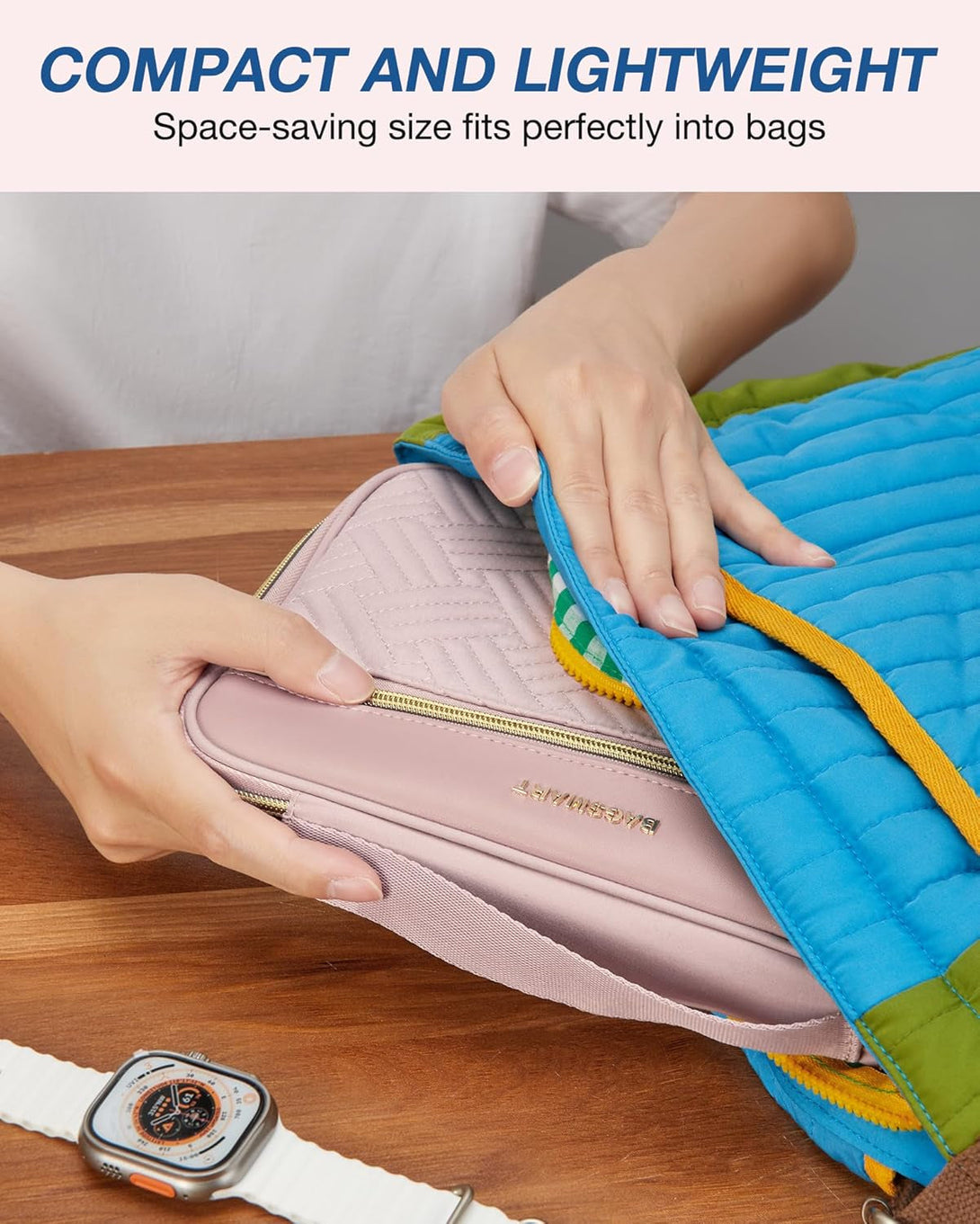 BAGSMART Electronic Organizer Case - Double Layer Cord and Tech Travel Organizer Bag for Charging Cables, Pink