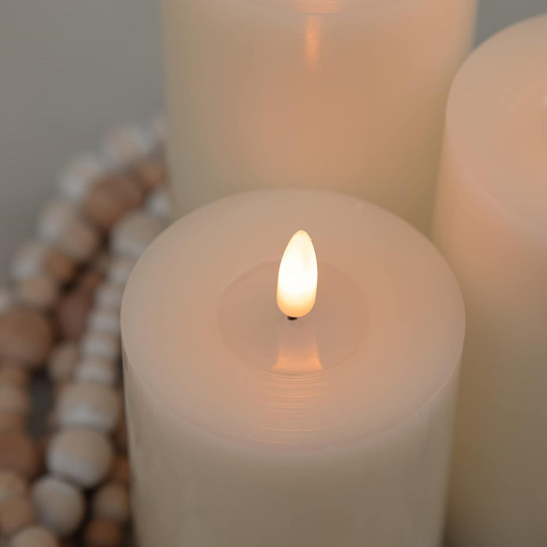 ANGELLOONG Flickering Flameless Candles with Remote, Real Wax Battery Operated Candles with Timer, Fake LED Pillar Candles for Wedding Holiday Farmhouse Home Decor, Ivory