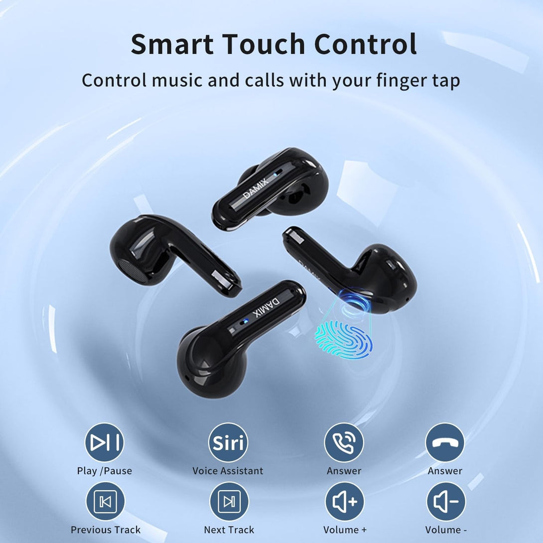 2 Pairs Wireless Earbuds Bluetooth 5.5 ,Wireless Ear Buds HIFI Bass Stereo Headphones with Noise Cancelling, LED Display Power in Ear Earphones Waterproof 120H Playtime for Laptop Pad Phones (Black)