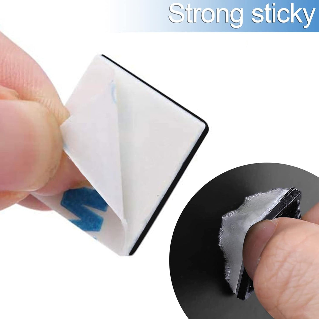 Black Cable Tie Zip Self Adhesive Mounts Set, Cable Base Holders with Multi-Purpose Sticky Pads 100 Set
