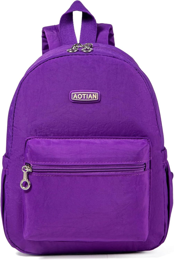 AOTIAN Mini Lightweight 11.8 Inch Backpack Durable Travel Hiking Women and Girls Small Daypack, 7 Liters Dark Violet Purple