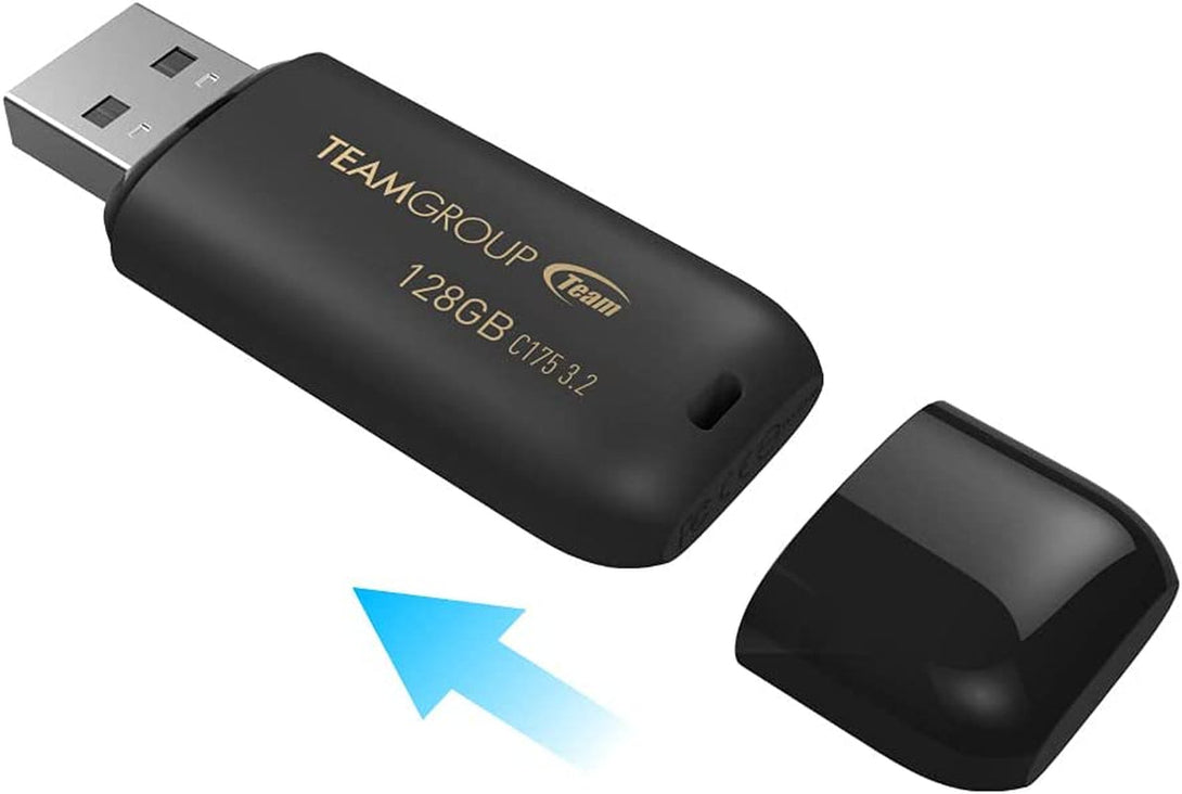 TEAMGROUP C175 256GB 2 Pack USB 3.2 Gen 1 (USB 3.1/3.0) Read 100Mb/S Flash Thumb Drive, External Data Storage Memory Stick Compatible with Computer/Laptop Matte Black TC1753256GB22