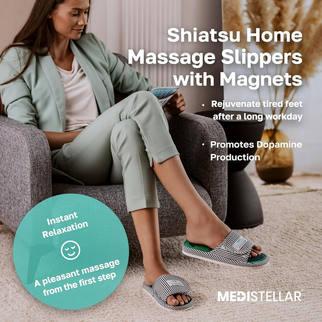 Shiatsu Home Acupressure Massage Slippers for Plantar Fasciitis, Acupuncture Foot Massager, Pain Relief & Muscle Relaxation