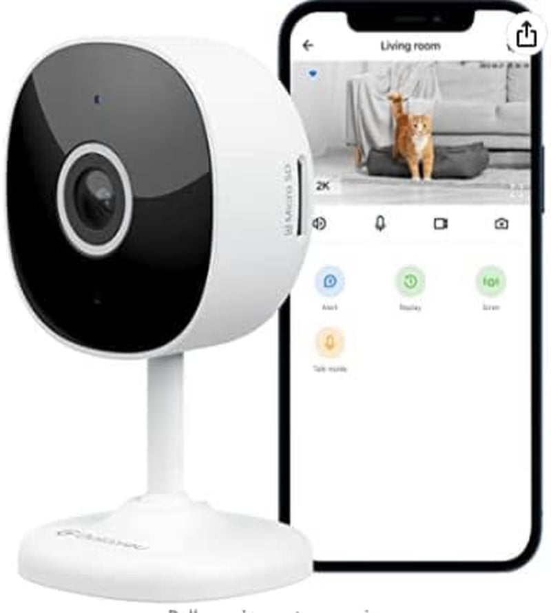 Wifi Camera 2K, Galayou Indoor Home Security Cameras for Baby/Elder/Dog/Pet Camera with Phone App,24/7 SD Card Storage,Works with Alexa & Google Home G7
