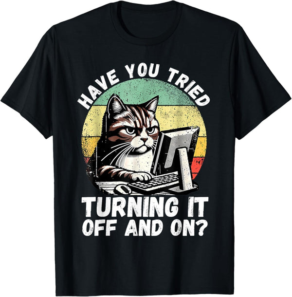Humor Computer Tech Cat Tech Engineer Shirt Computer IT Guy T-Shirt