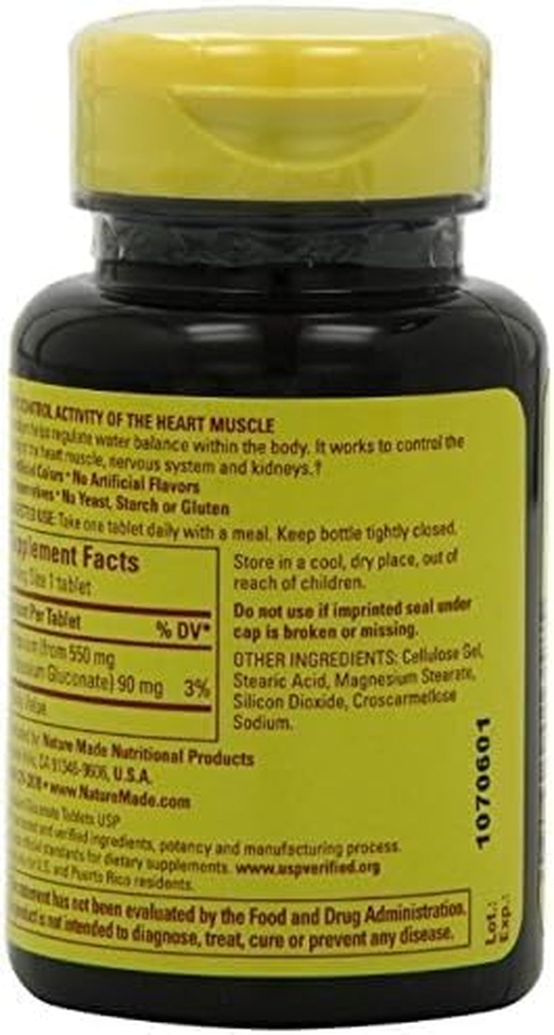 Nature Made Potassium Gluconate 550Mg, 100 Tablets (Pack of 5)