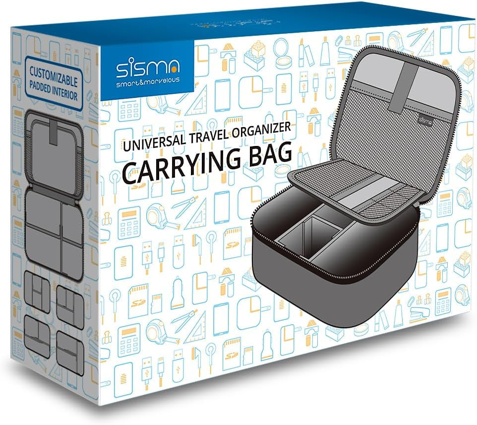 Sisma Travel Electronics Organizer Tech Accessories Case Small Carrying Bag for Charging Cables Phone Chargers USB Plugs Power Cords Earbuds Adapter - Special Edition