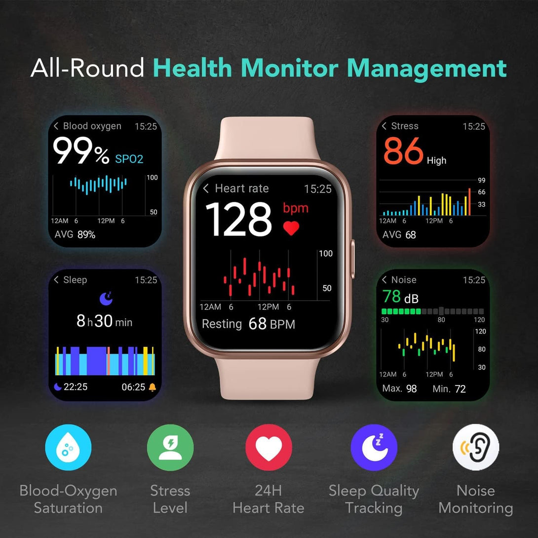 SKG Smart Watch for Men Women Android Iphone, with Alexa Built-In & Bluetooth Call(Answer/Make Call) 1.69" Fitness Tracker with IP68 Waterproof, 60+ Sports, Heart Rate Spo2 Monitor, V7 Pro