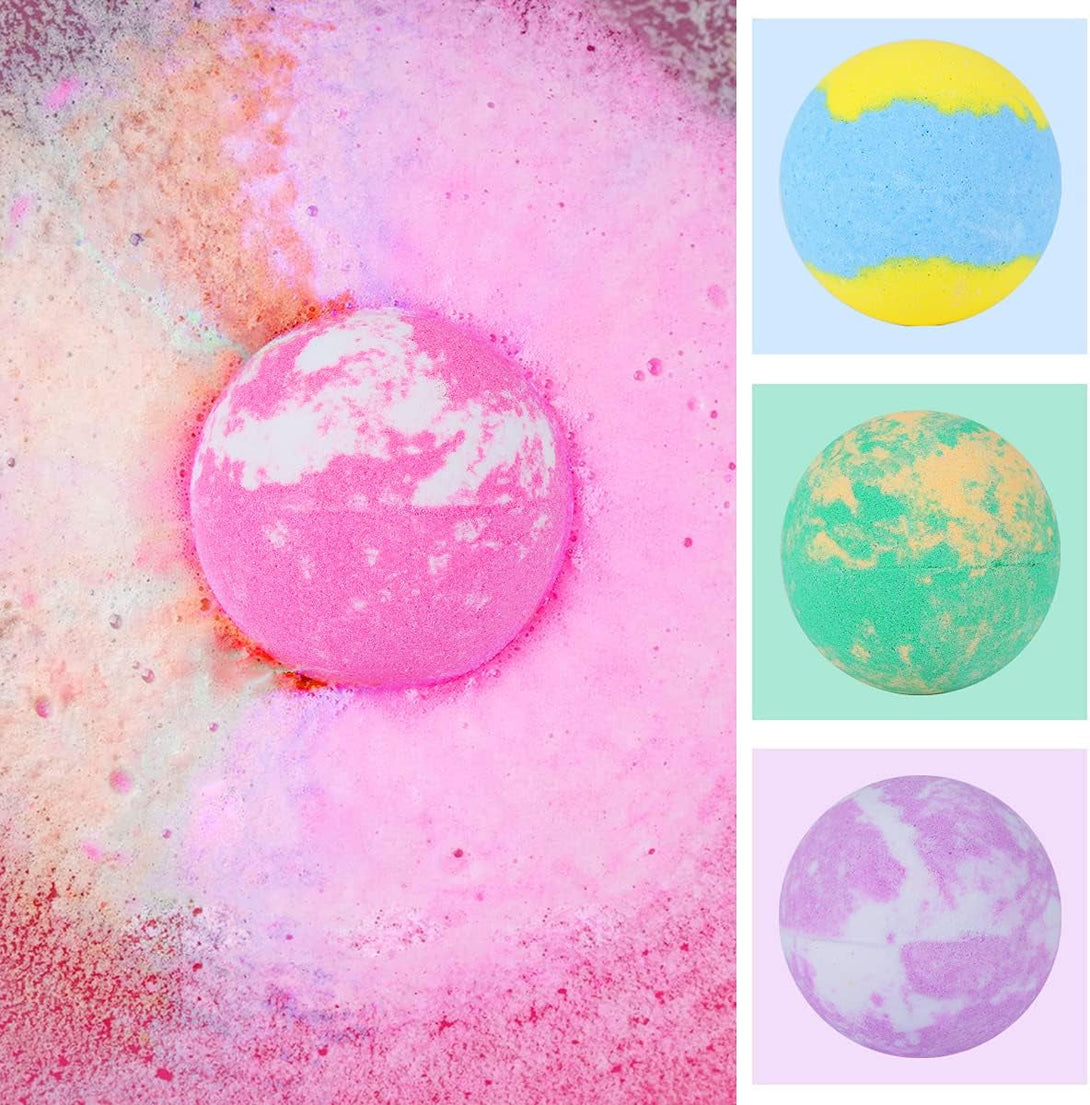 Bath Bombs for Kids with Toys inside - 12 Pcs Handmade Bubble Bath Fizzies Bomb with Glow-In-The-Dark Surprise Toys Inside, Ideal Gift for Easter Eggs Stuffers Birthday Christmas