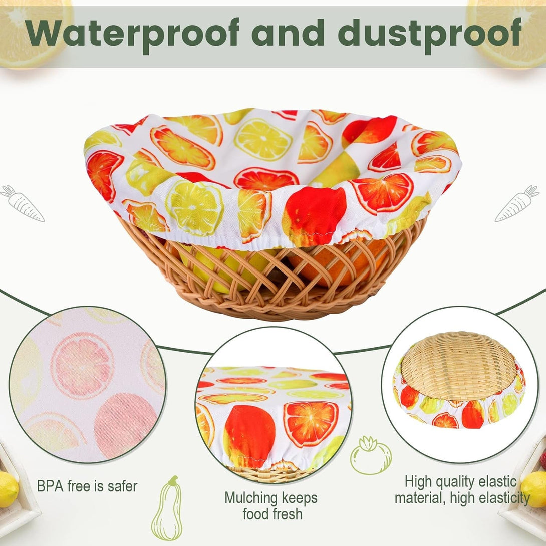20 Pieces Summer Style Bowl Covers Reusable Fabric Stretch Cloth Covers Storage Elastic Dish Container Lids for Bowls Fruit Food Kitchen, Multiple Size