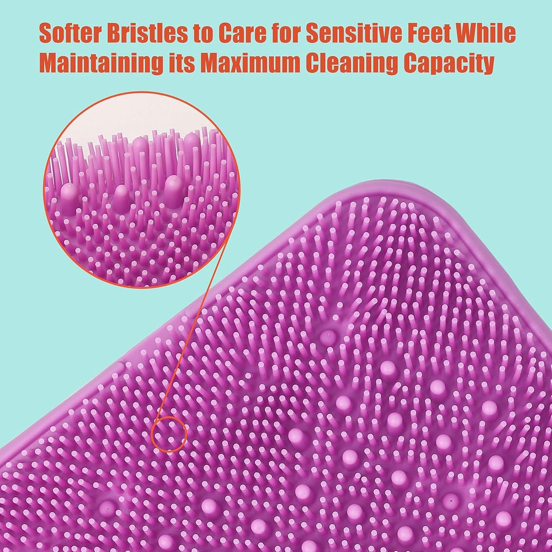 Shower Foot Cleaner Scrubber Massager, Foot Pain Tired Feet Relaxing Acupressure Mat with Non-Slip Suction Cups and Cleaning Bristles, Increase Circulation, Exfoliation (Lavender, 9.5 X 9.5 Inches)