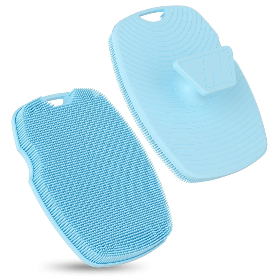 Silicone Body Scrubber - Zinc Infused - Highly Elastic Bristles - Exfoliating Body Scrubber for Cellulite Reduction,Blood Circulation,Massage for Flawless Skin - Azure