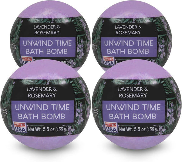 Nature'S Beauty Lavender & Rosemary Bath Bomb Multi-Pack - Luxury Fizzy Spa Bath Bomb to Help Calm, Soothe + Revive Dull and Dry Skin Made with Coconut Oil & Witch Hazel, 5.5 Oz (4 Pack)