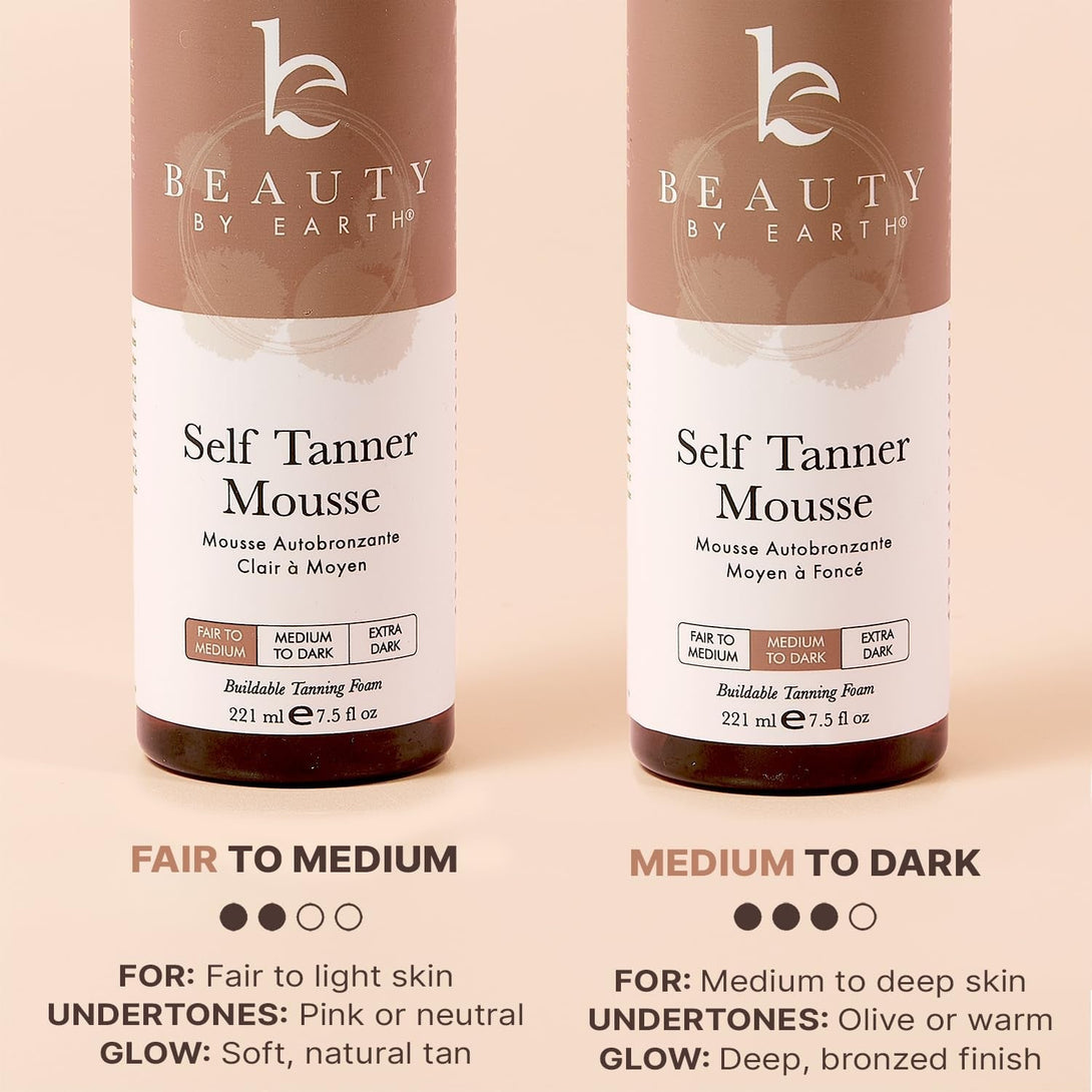 Self Tanner Mousse - USA Made with Natural & Organic Ingredients, Self Tanning Mousse for Dark Fake Tan, Sunless Tanner, Clear & Non Toxic Tanning Foam for Streak Free Finish, No Nasty Smell