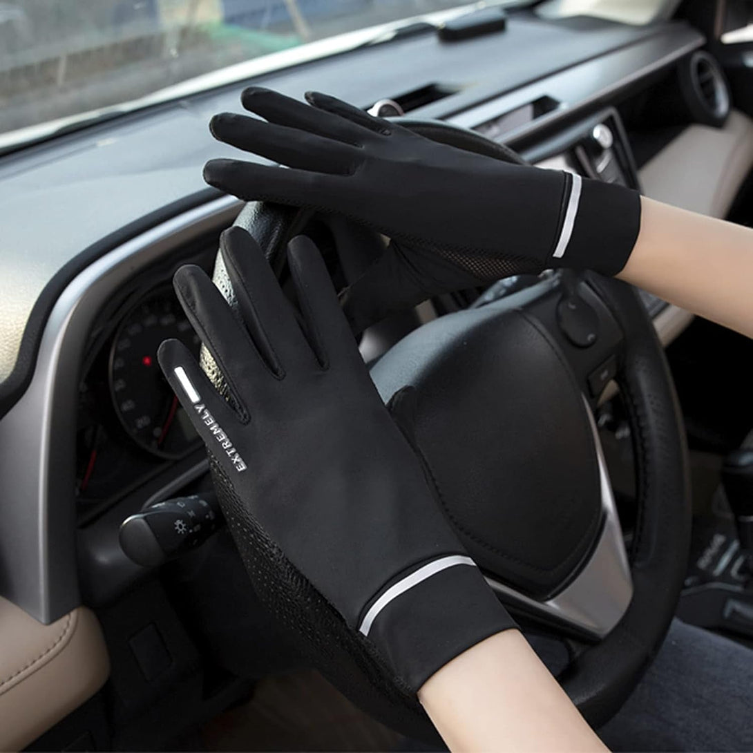 IPENNY Women Summer UPF 50+ UV Sun Protection Gloves 2 Fingers Flip Mesh Cooling Breathable Touchscreen anti Slip Mittens