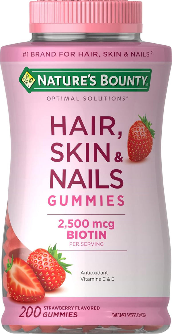 Nature'S Bounty Optimal Solutions Gummies with Biotin, Strawberry, 200 Count