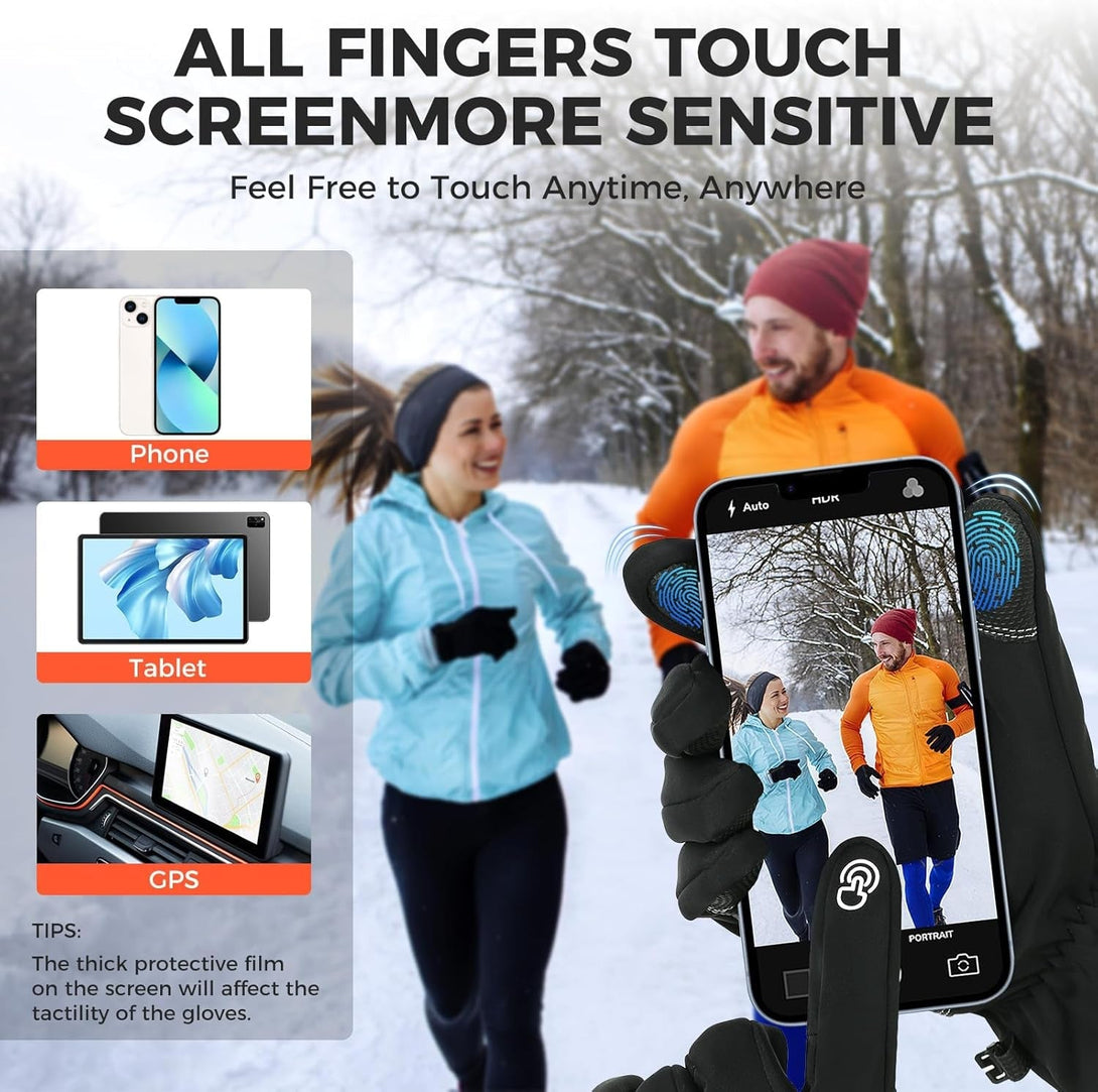 AURUZA Winter Gloves Men Women, Zipper Cycling Gloves Touch Screen, Windproof Warm Gloves Cold Weather, Anti-Slip Gloves