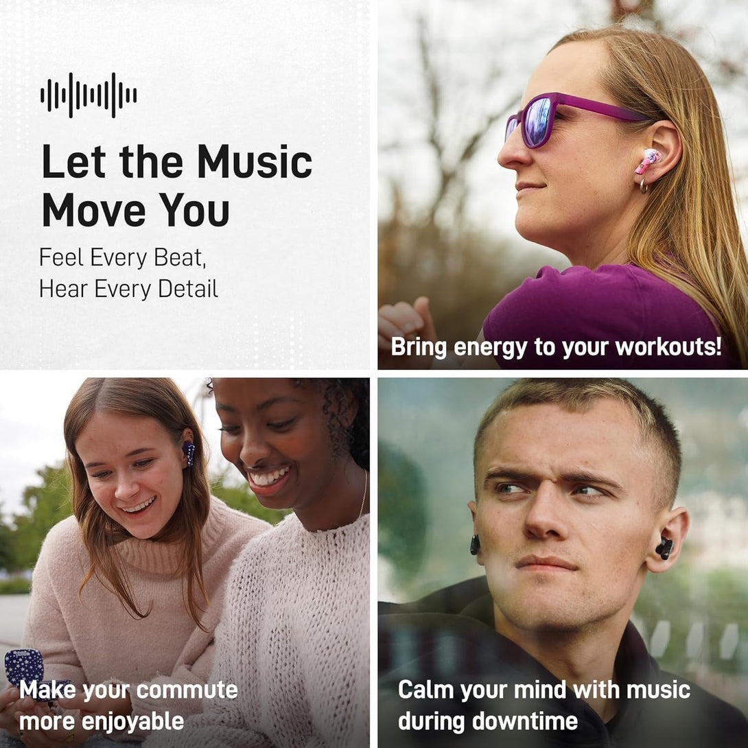 True Wireless Earbuds with Charging Case - Designed and Engineered in the USA - Ipx4 Water Resistant Bluetooth Earbuds Compatible with Apple and Android - 27Hrs Battery Life - Black