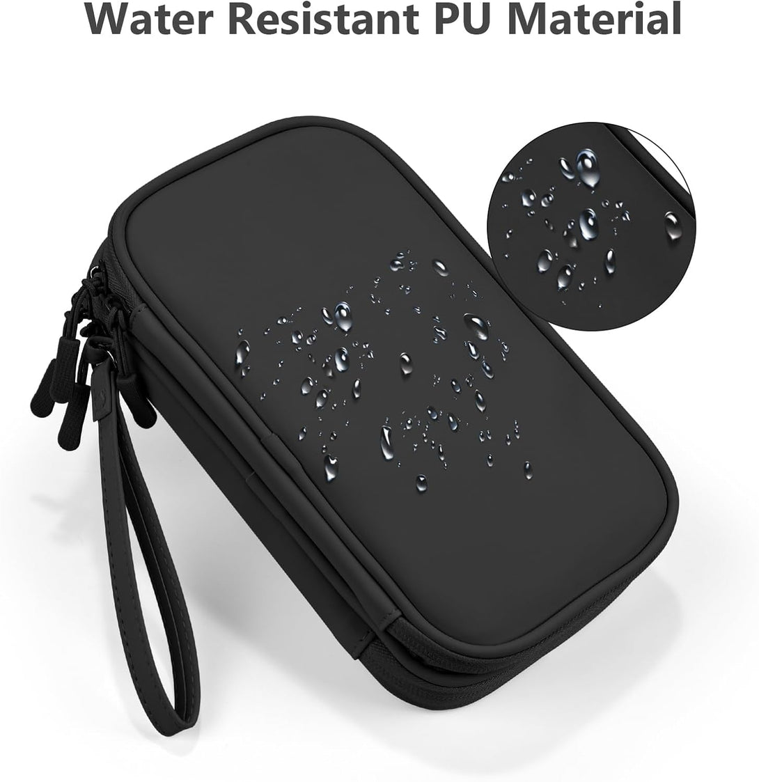 Cable Organizer Bag, Electronic Storage Travel Pouch for Tech Accessories, Cords &Charger, Hard Drive, Power Bank, Iphone (Black-Soft-M)