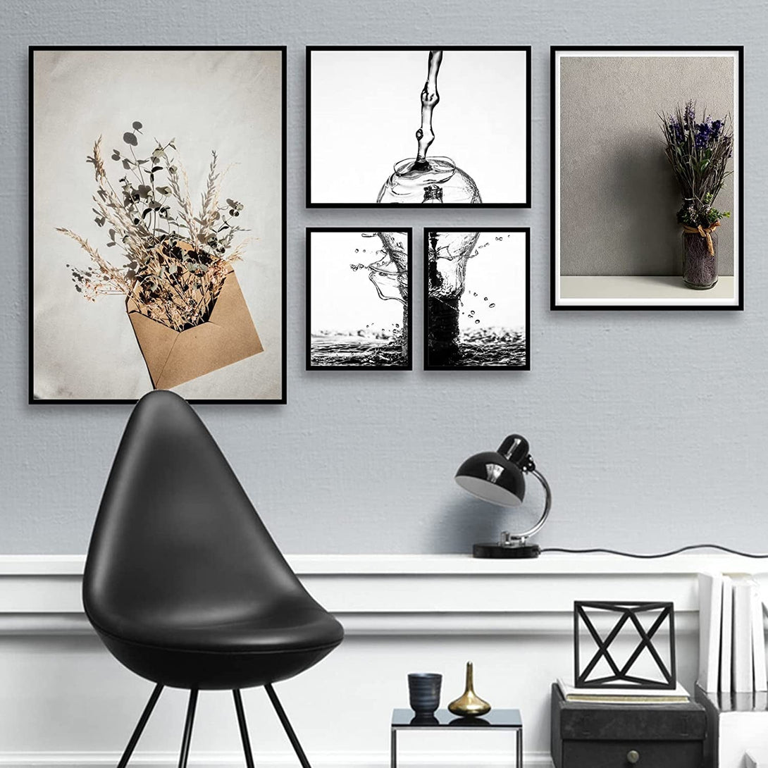 6 Sets 8X12 Picture Frame, Frames for 8 X 12 Canvas Collage Photo Poster Certificate Wall Gallery, High Transparent Horizontal Vertical Black 8 by 12 Inches