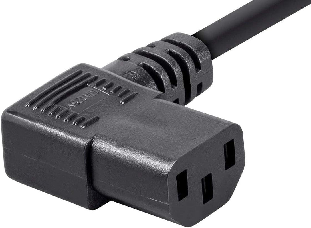 Monoprice 6Ft 14AWG Right Angle Power Cord Cable W/ 3 Conductor PC Power Connector Socket (C13/5-15P) - Black