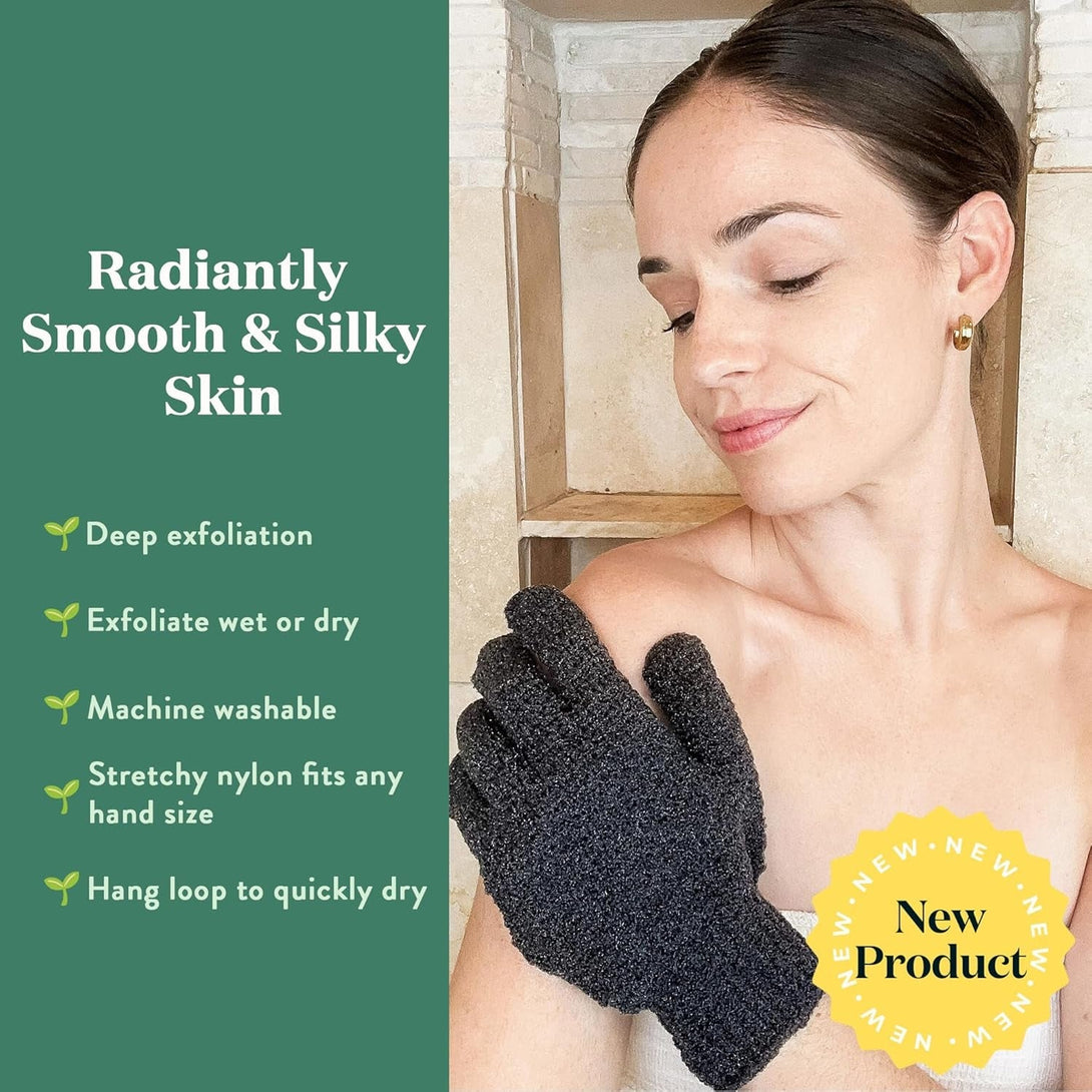 Bare Botanics 4 Pack Exfoliating Gloves for Shower (Lavender) - 100% Nylon Fibers - Exfoliating Bath Gloves - Shower Scrubber & Dead Skin Remover - Perfect for Wet & Dry Exfoliation
