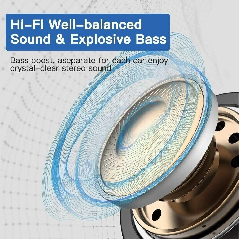 Wireless Earbuds Bluetooth Headphones 48Hrs Play Back Sport Earphones with LED Display Over-Ear Buds with Earhooks Built-In Mic Headset for Workout